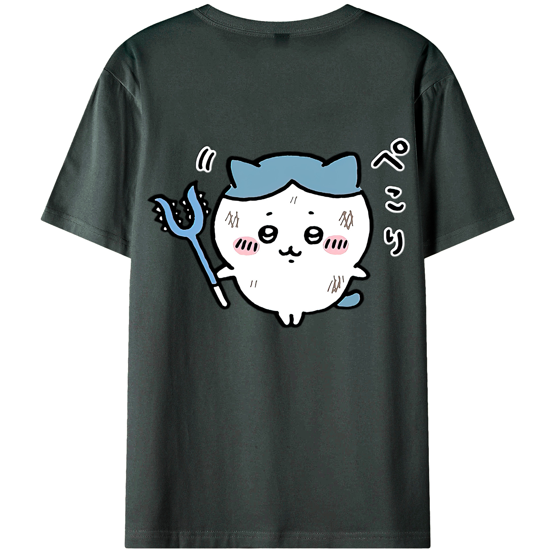 （画像用） ちいかわ ハチワレ Chii-kawa hachiware 綿100％ メンズ半袖Tシャツ（バックプリント） 通気性